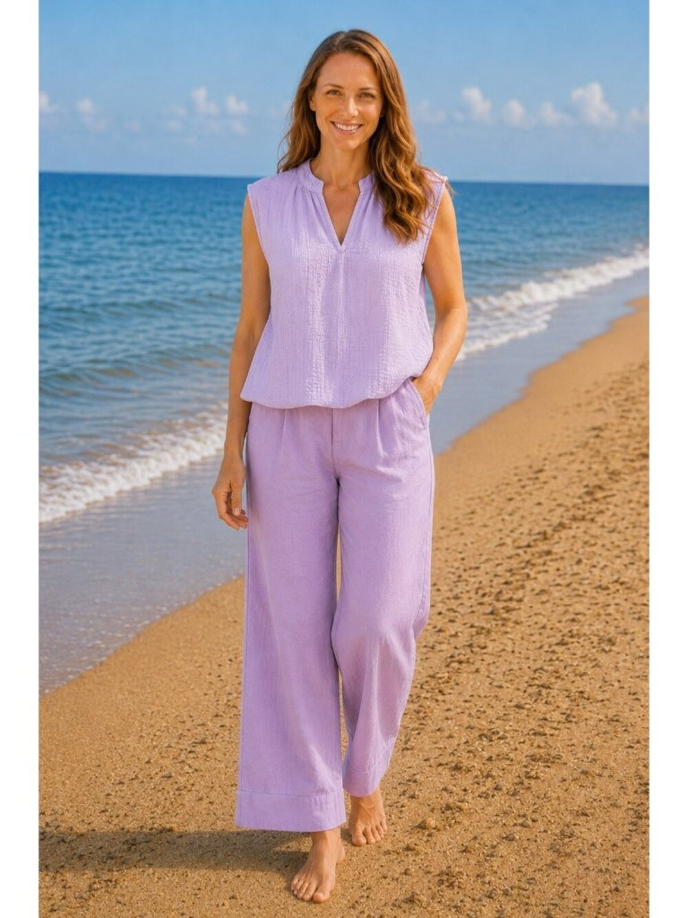 Banana Republic Womens 2 Pink Wide-Leg Linen Blend Pants Relaxed Fit High Waist
